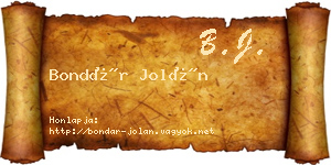 Bondár Jolán névjegykártya