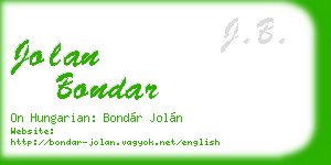 jolan bondar business card
