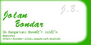 jolan bondar business card